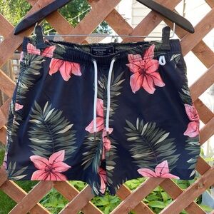 Abercrombie & Fitch Floral Swim Trunks - Black and Pink